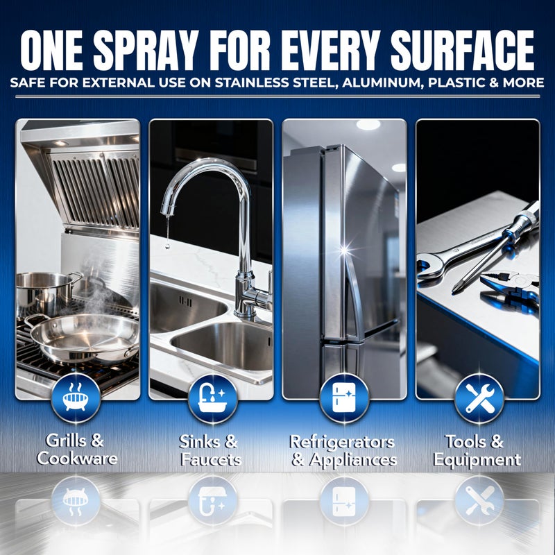 Sheila Shine 2 x 10oz Stainless Steel Cleaner and Polish - Removes Grease, Fingerprint & Watermark - Kitchen Appliances, Refrigerators, Sinks, Ovens & Grills - Stainless Steel Appliance Cleaner Spray - Image 4